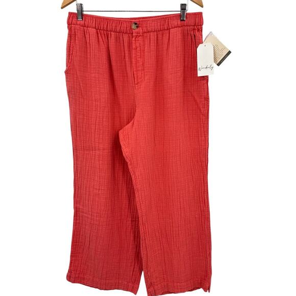 Wonderly Coral Summer Gauze Breezy Wide Leg Pull On Pants Womens Size XL orange - Picture 1 of 10